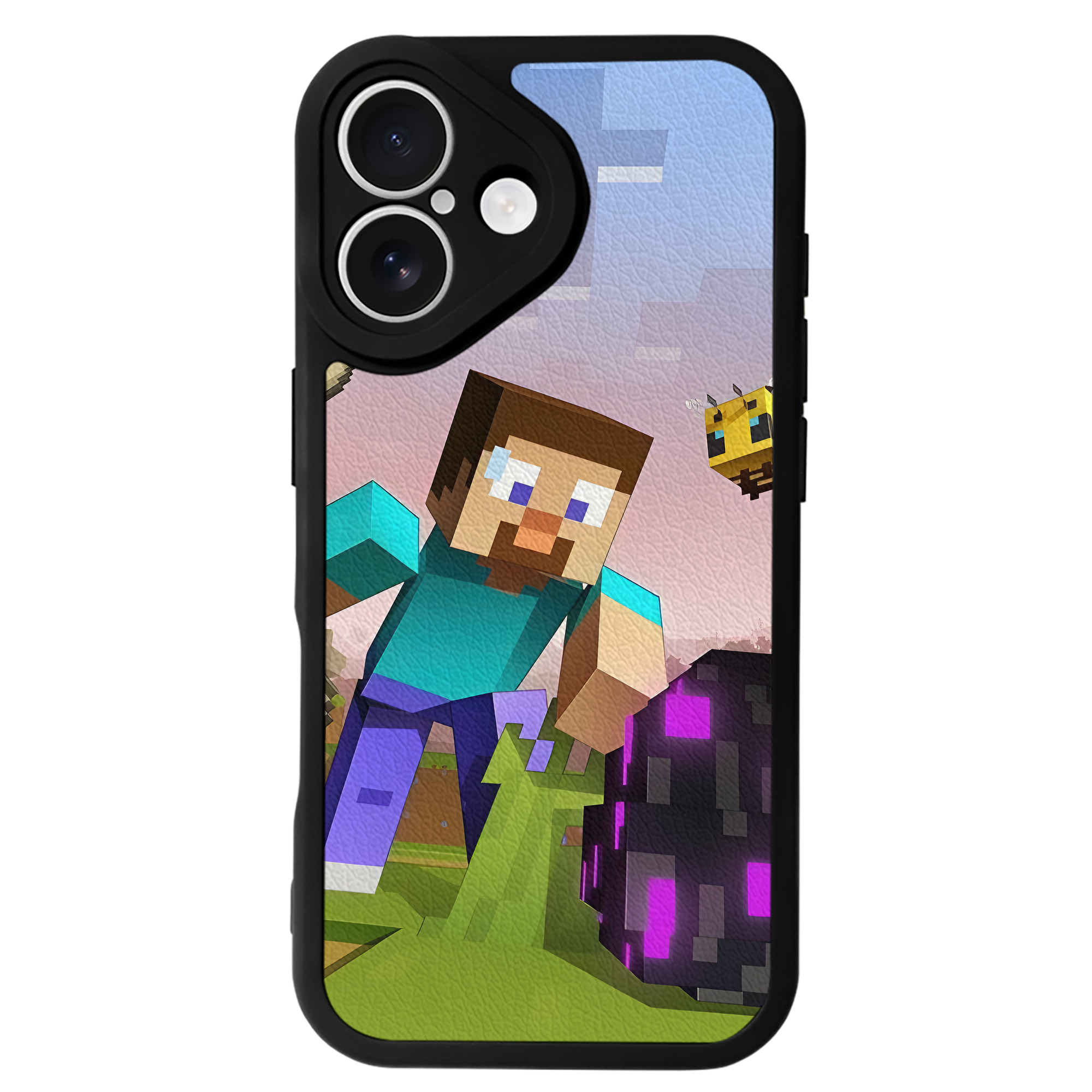 （画像用） マインクラフト ブロックの世界 Minecraft MC Block world 【iPhone 16シリーズ対応】シリコンスマホケース（レザー調） 材質：シリコン